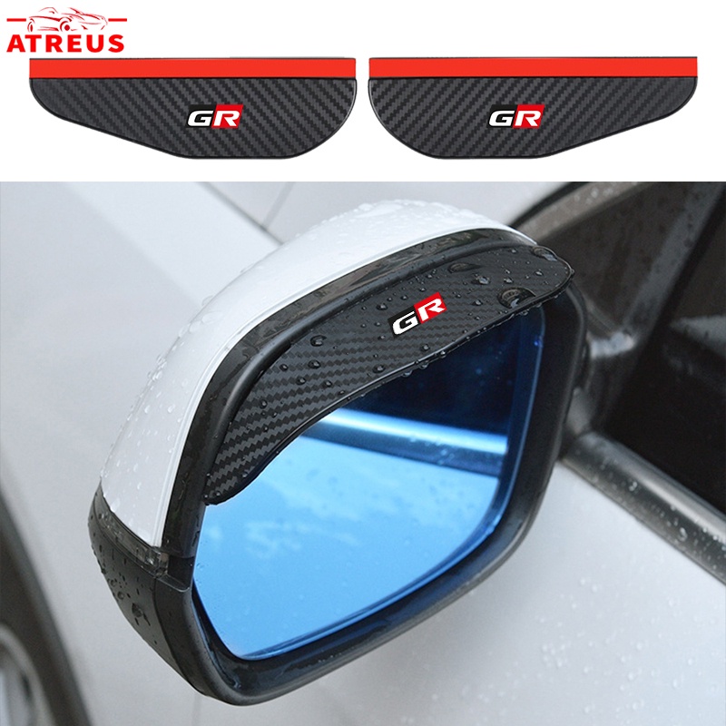 2pcs GR Sport Serat Karbon Spion Mobil Rain Alis Rainproof Cover Untuk Toyota Avanza Rush Kijiang Innova Razie Yaris Wish Corolla Cross