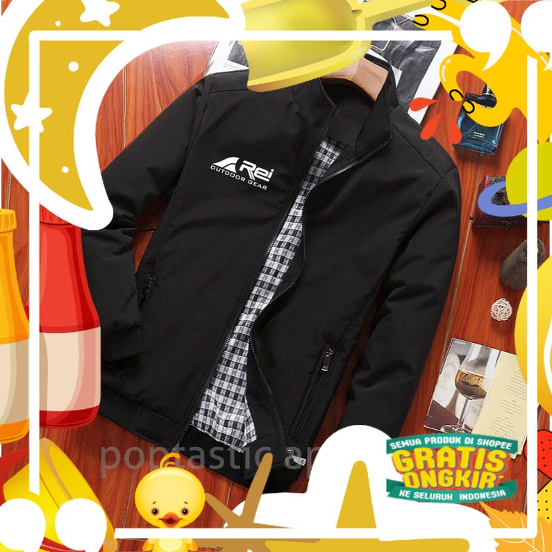 Jaket Pria REI Outdoor Semi Waterproof Anti Air Jaket Harrington Musim dingin/ bahan enak