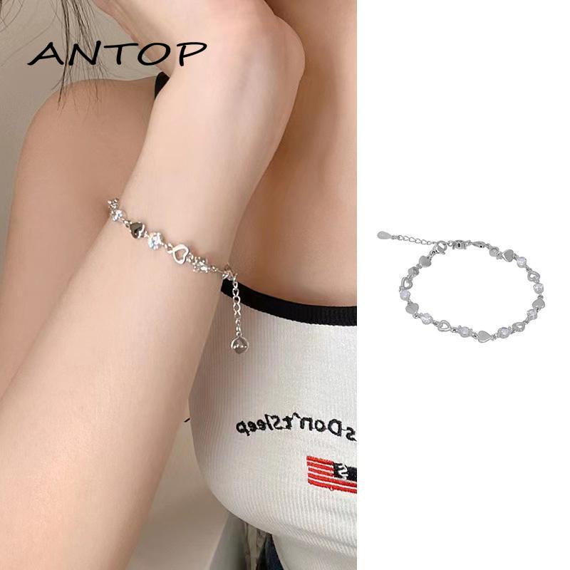 【antop】Loving Berlian Gelang Wanita Gaya Keren Cahaya Mewah High-end Rasa Pacar Handwear