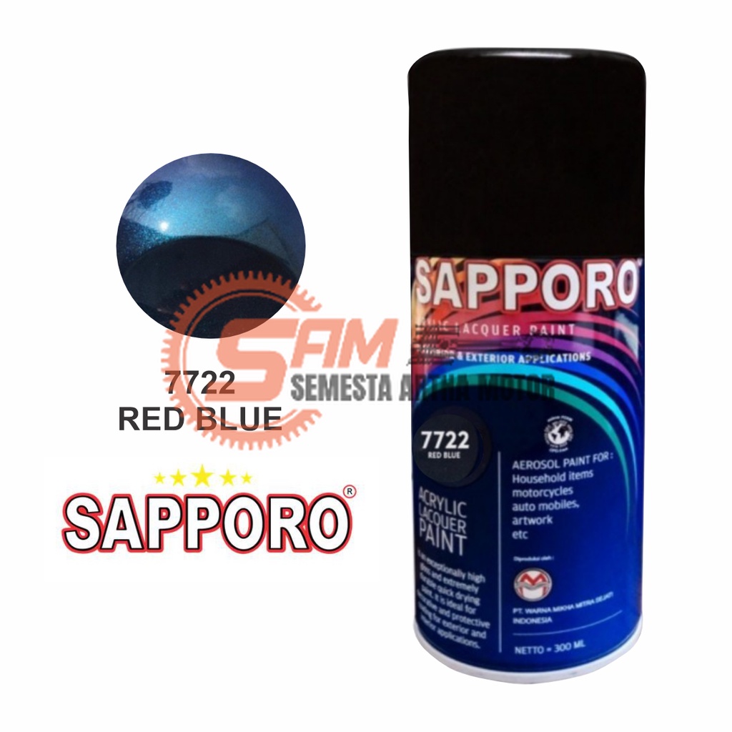 

Pilox Sapporo Red Blue 7722 Cat Semprot Bunglon Khameleon 3D 300ml Pilok Metal Aerosol Spray