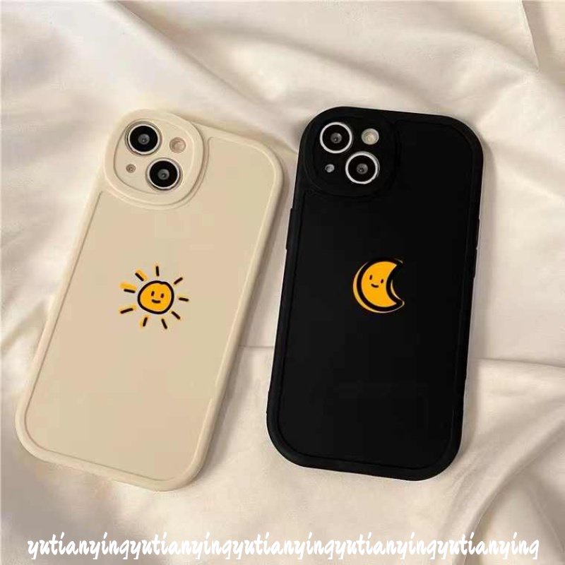 Soft Couple Tpu Case Infinix Hot 10S 10T 9 10 Play 11 11S Note 8 Smart 6 5 Cartoon Simple The Moon Sun Couples Soft Case Cover