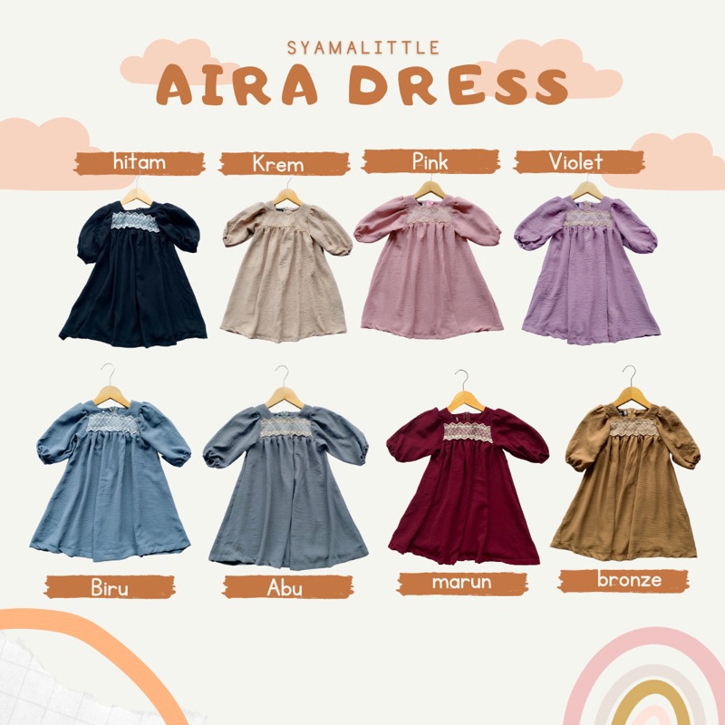 Aira Dress Anak Perempuan Pakaian Muslim Gamis Blouse Panjang Girl