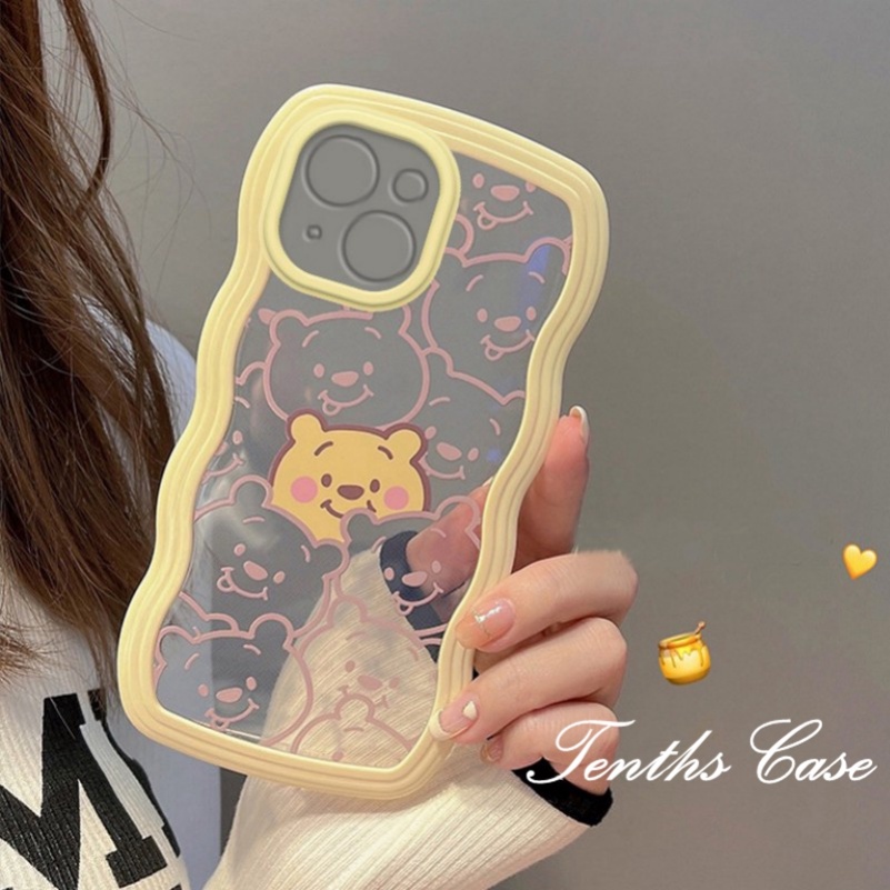 Kompatibel Dengan Samsung S22 S21 S20 Plus S22 S21 S20 Ultra S20 FE S21 FE Note 20Plus Note 20Ultra Cute Bear Wave Edge Phone Case