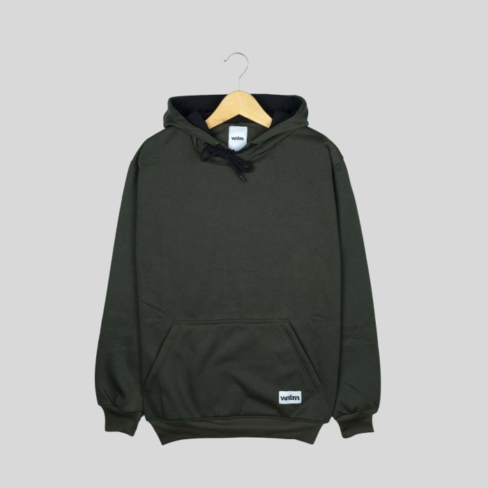 Hoodie Polos Pria Sweater Hijau Army Jumper Oblong Basic Flecee Suiter - Hijau Army, M