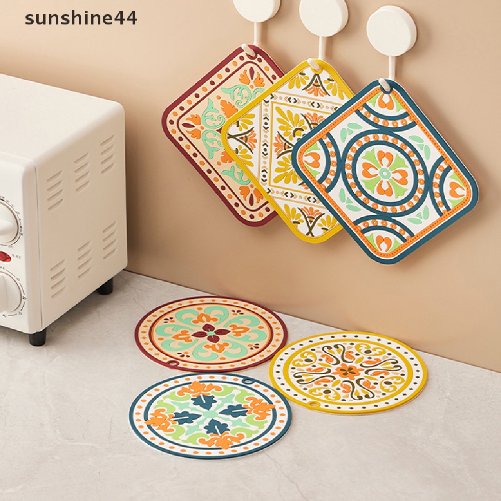 Sunshine Retro Cup Tatakan Gelas Tahan Suhu Tinggi PVC Placemat Tatakan Tahan Air ID