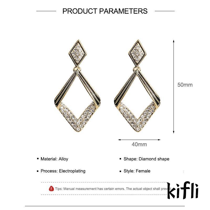 [KD] Temperamen Gaya Panjang Wanita Electroplated Belah Ketupat Geometris Cahaya Anting Mewah