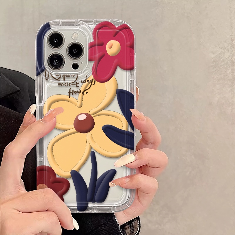 IPHONE Soft Case Kompatibel Untuk Iphone14 13 12 11 Pro XS Max X Xr7 +8 Plus Casing Transparan TPU Pasangan Bunga Silikon Ponsel Shockproof Cover