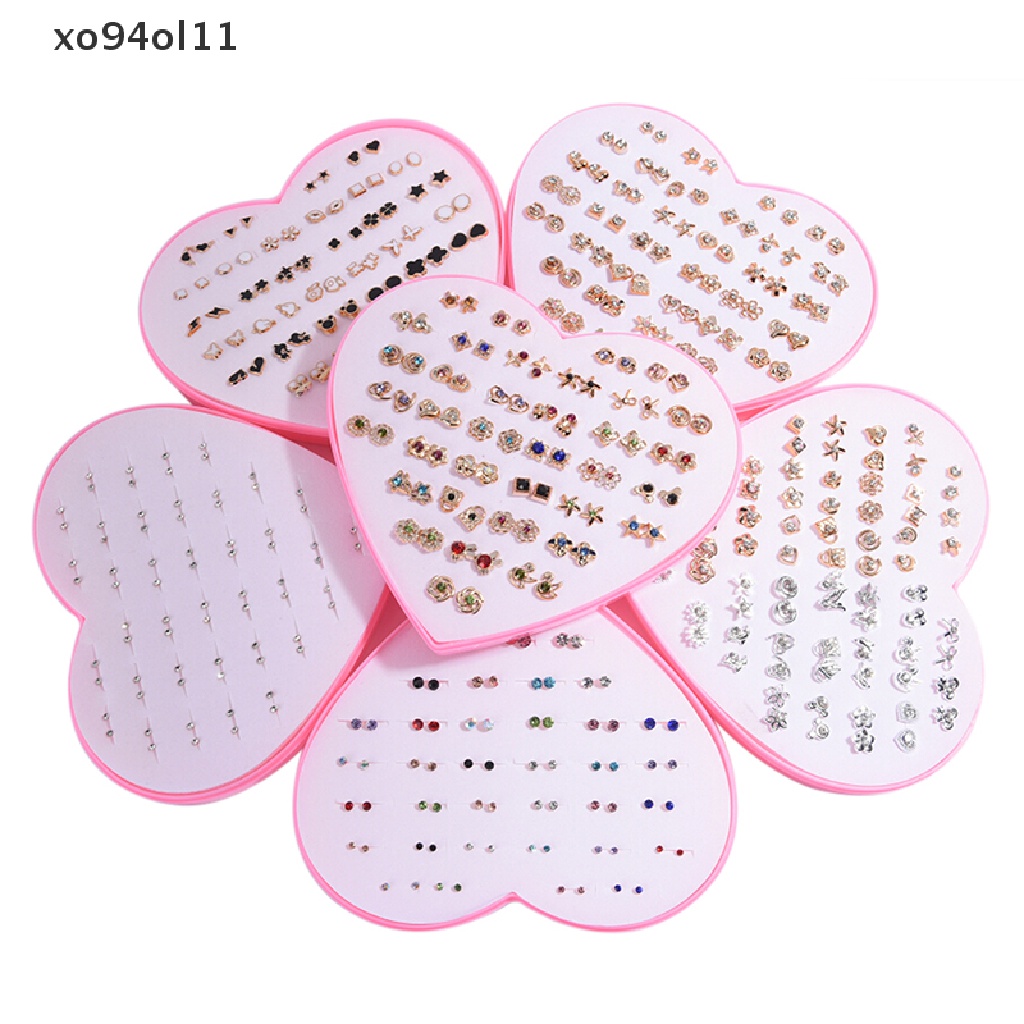 Xo 36pasang Fashion Wanita Gadis Kristal Diamante Bunga Stud Anting Set Perhiasan OL