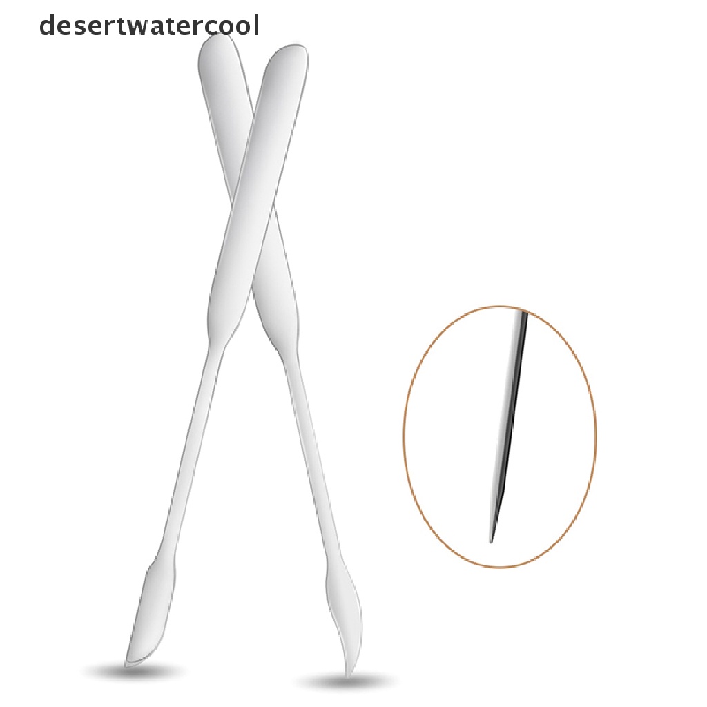 Deid 1PC Kepala Ganda Alat Spatula Pencampur Makeup Kosmetik Bahan Stainless Steel Untuk Palet Martijn