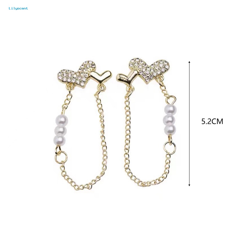 Lilyscent 1pasang Berlian Imitasi Mengkilap Lady Earrings Wanita Perhiasan Warna Emas Stud Earrings Mutiara Imitasi