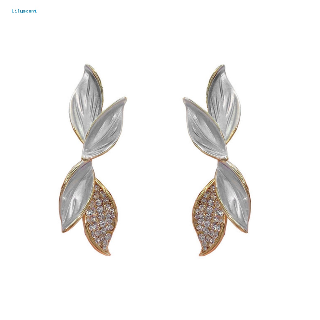 Lilyscent 1pasang Anting High-end Aksesoris Kostum Ringan Tahan Lama Ear Studs Leaves Shape