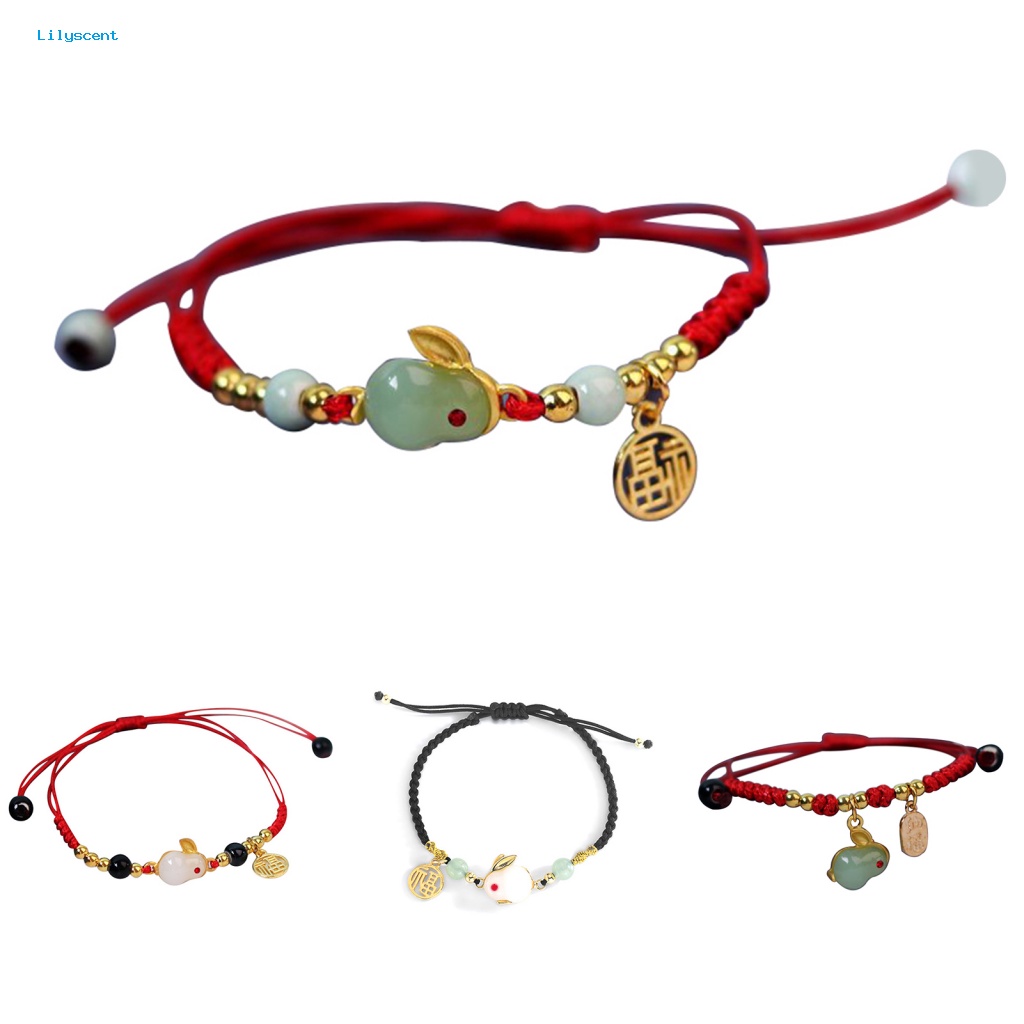 Lilyscent Hadiah Sempurna Gelang Rantai Wanita Aksesori Zodiak Cina Hewan Pesona Imitasi Giok Gelang Handmade