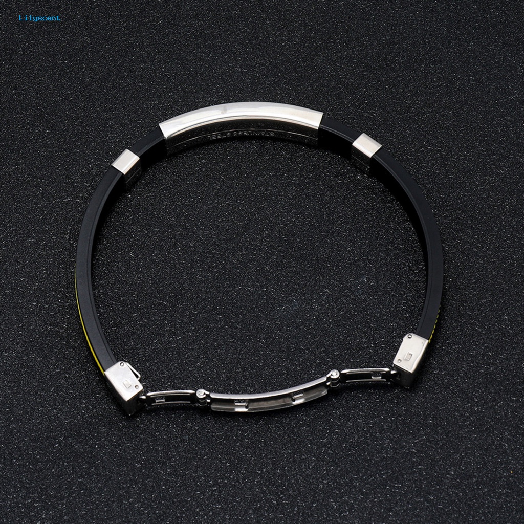 Lilyscent Klasik Pria Bangle Aksesori Perhiasan Baja Titanium Terapi Gelang Poles