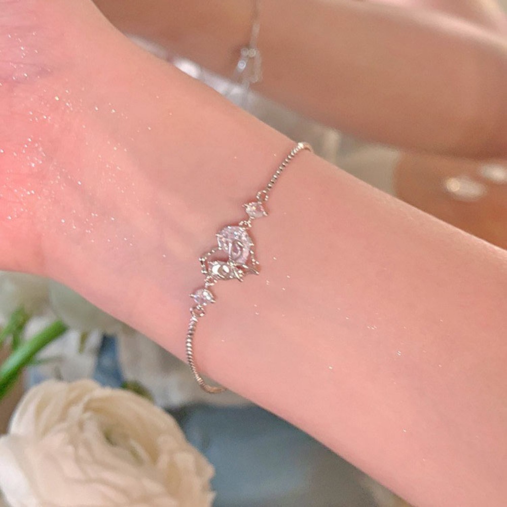 Eropa Amerika Gaya Dingin Cinta Tarik Zirkon Gelang Perempuan Desain Rasa High-end Boudoir Madu Perhiasan Hadiah Perhiasan Manis Hati Perhiasan