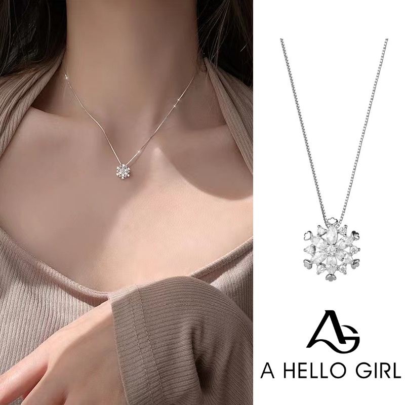 Glitter Diamond Snowflake Pendant Necklace Women Girl Luxury Choker