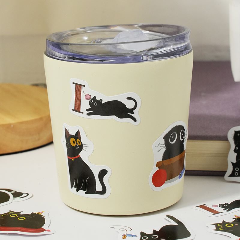 46pcs Kartun Kemas Mr. Stiker Seri Kucing Hitam Siswa Scrapbook Deco DIY Decals Stickers