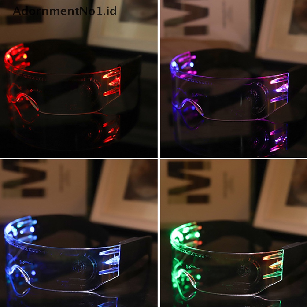 [AdornmentNo1] Led Bercahaya Kacamata Vintage Punk Kacamata Pria Wanita Fashion Pesta Natal Warna-Warni Menyala Kacamata Shades [ID]