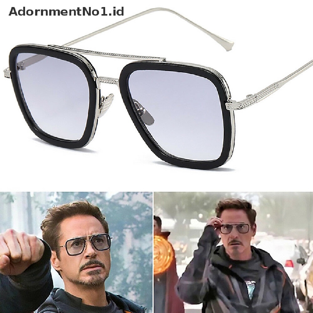 [AdornmentNo1] Tony Stark Kacamata Hitam Pria Square Metal Avengers Sun Glasses Eyewear Hot  [ID] Baju Kaos Distro Pria Wanita Lengan Panjang [ID]