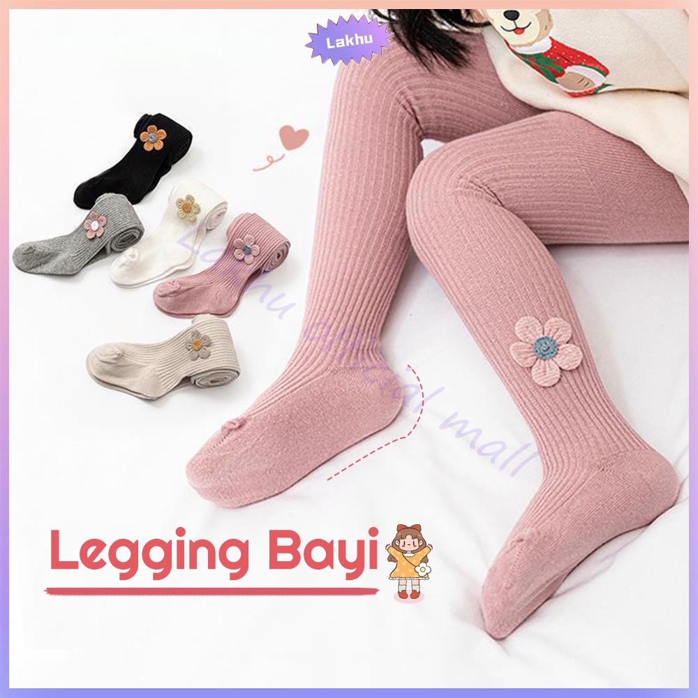 Lakhu 0-1 Tahun Legging Buka Kaki Bayi Motif Bunga Legging Bayi Anak