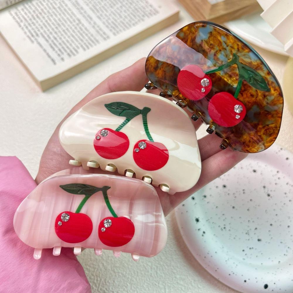 Mxbeauty Cherry Rambut Cakar Kepribadian Temperamen Bertatahkan Berlian Segar Kecil Elemen Buah Rambut Coiffure Aksesoris Wanita