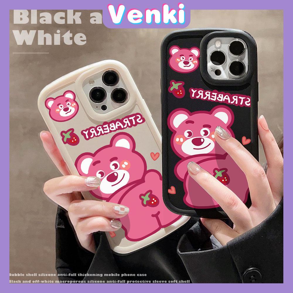 Case fo iPhone 11 Pro Max TPU Soft Case Frosted Bubble Case Black White Cute Cartoon Strawberry Bear Camera Protection Shockproof For iPhone 14 13 12 11 Plus Pro Max 7 Plus X XR