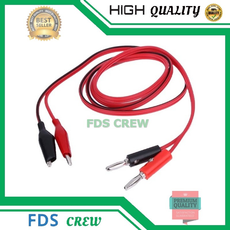 CABLE POWER SUPPLY AVOMETER MULTIMETER HITAM MERAH - KABEL POWER SUPLAI SUPLY  plus capit dan banana terminal jantan 1 METER