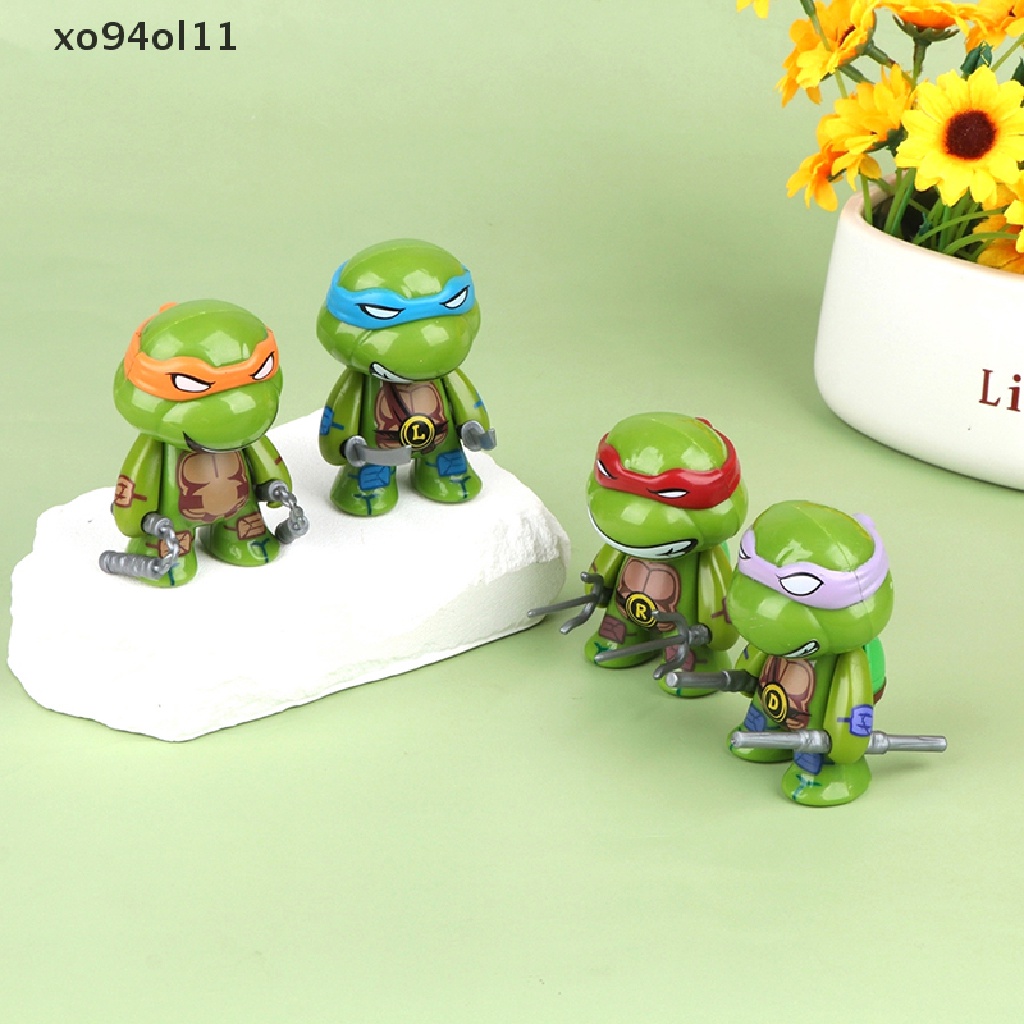 Xo 4Pcs Remaja Mutan Ninja Turtles Boneka Tokoh Anime Lucu Model Desktop Hiasan Mobil Dekorasi Rumah Mainan Anak Rumah Boneka Boneka Ornamen Lanskap Mikro Hiasan Kue OL