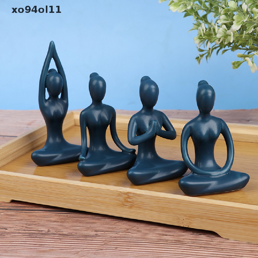 Xo 8gaya Patung Pose Yoga Meditasi Figur Yoga Keramik Dekorasi Ornamen OL