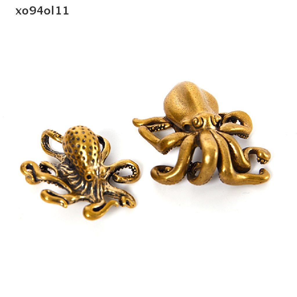 Xo Patung Gurita Kecil Logam Kuningan Teh Pet Meja Ornamen Dekorasi Rumah Keberuntungan OL