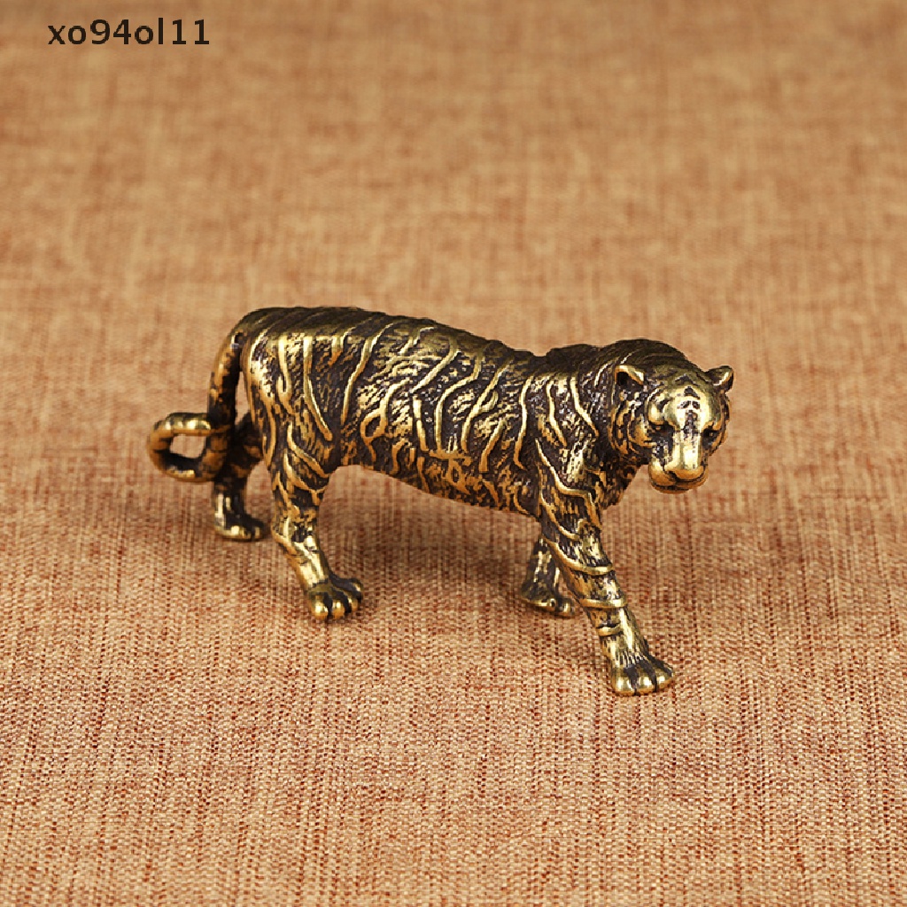 Xo Patung Harimau Raja Kuningan Patung Miniatur Zodiak Hewan Ornamen Dekorasi Rumah OL