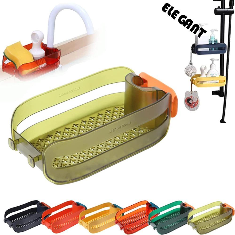 [Elegan] Drain Rack 1Pcs Organizer Wastafel Gantung Bermanfaat Pemasangan Aksesoris Dapur Kamar Mandi Free Faucet Holder