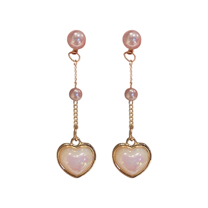 Retro Anting Tusuk Mutiara Emas Untuk Wanita Heart Drop Earrings Aksesoris Perhiasan