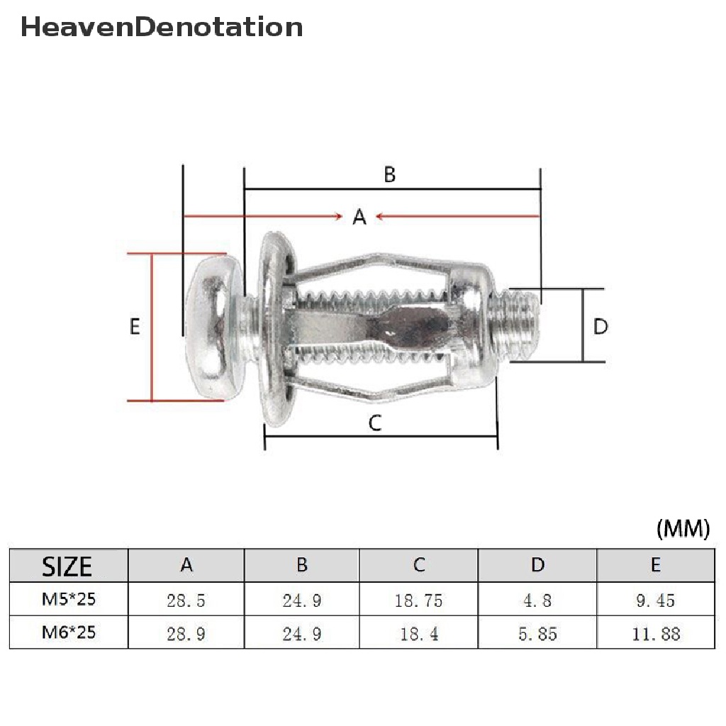 [HeavenDenotation] 10pcs M5/M6 Jack Nuts Sekrup Logam Mobil Kelopak Mur Sekrup Untuk Dinding Berongga Kulit Besi HDV