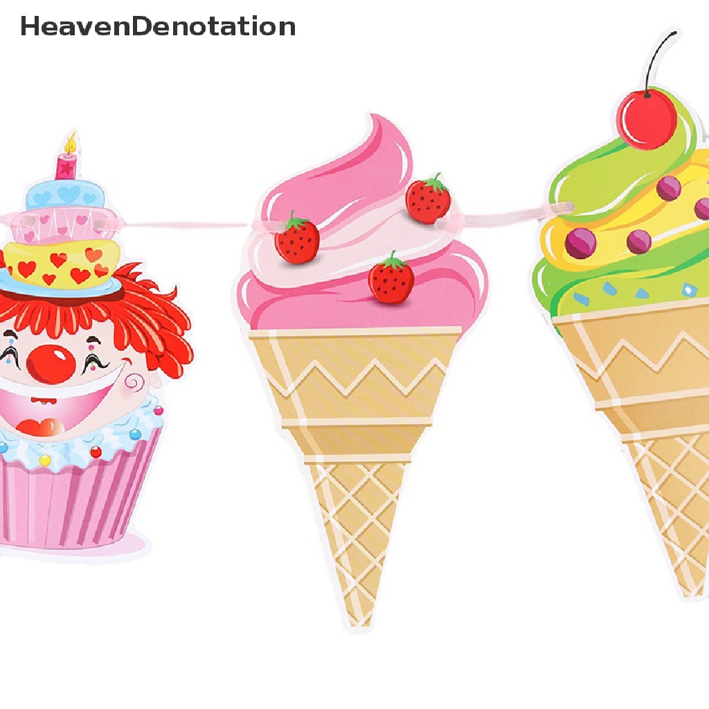 [HeavenDenotation] Bung Banner Es Krim Popsicle Keren Untuk Tropical Summer Party Bar Garland HDV