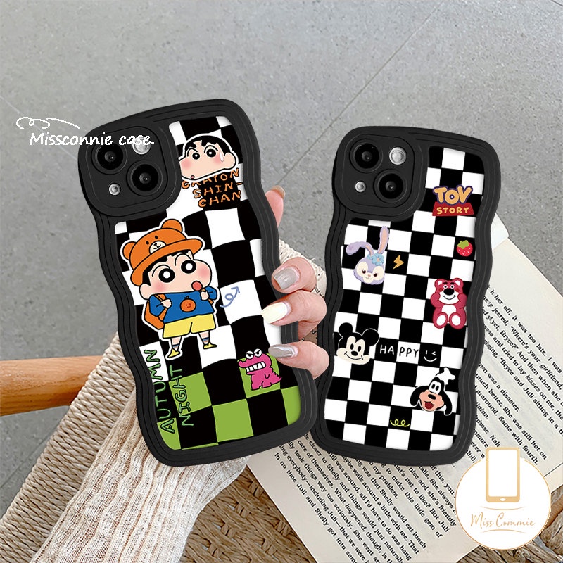 Redmi 10A 12C 9T 9A A1 9 10C 10 A1+9C POCO X3 NFC Pro M3 Mi 11T Pro Redmi Note10 9 8 11 11s 10s 11Pro 9s 10Pro Max Cute Mickey Dinosaurus Manyo Soft Tpu Wavy Edge Chessboard Sarung