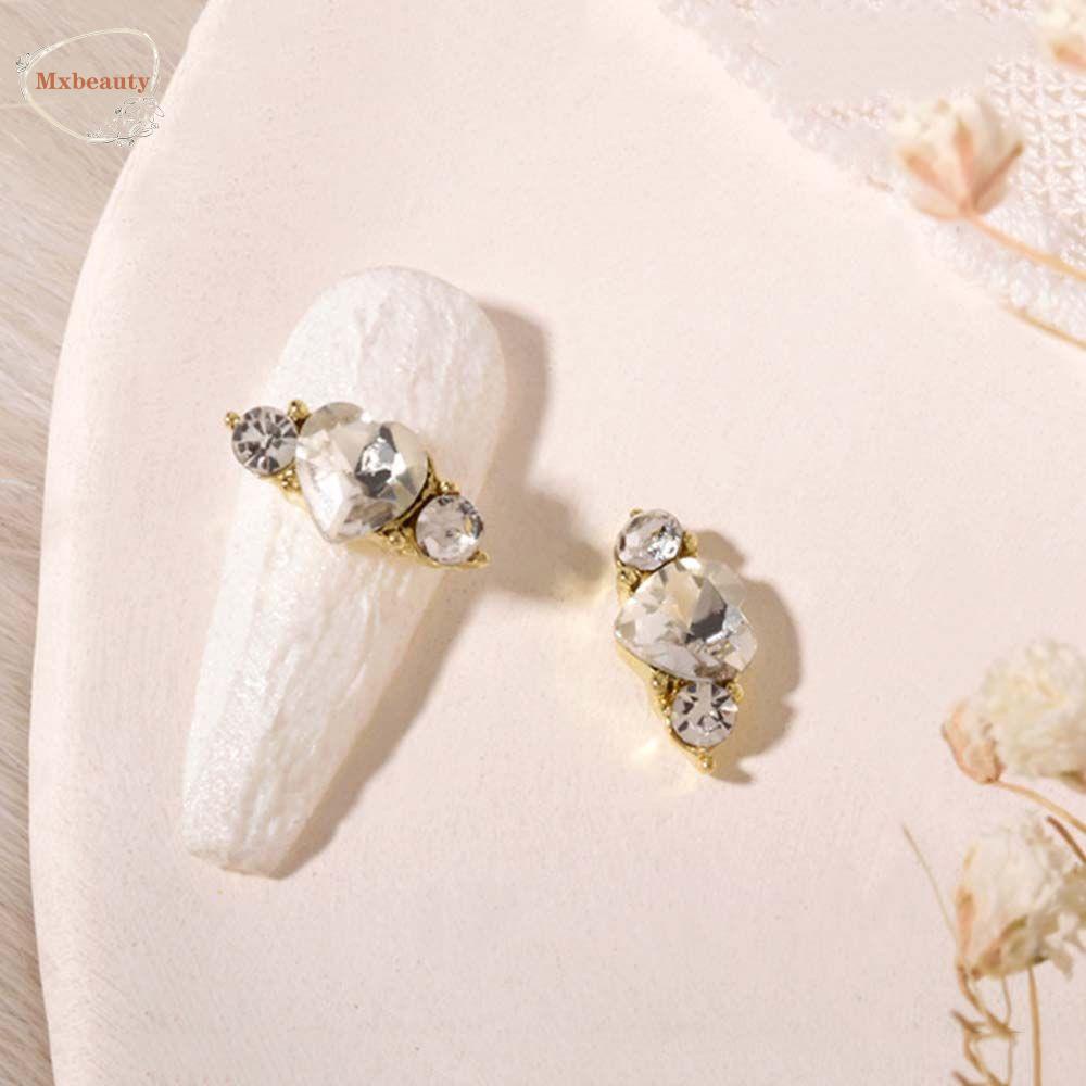 Mxbeauty Jantung Kuku Berlian Buatan Mewah Fashion 3D Kuku Pesona Manicure Nail Art Ornamen Zirkon Glitter Kuku Permata