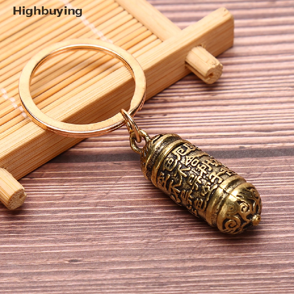 Hbid Hollow Kuningan Sutra Silinder Liontin Keychain Pill Box Container Botol Gantungan Kunci Glory