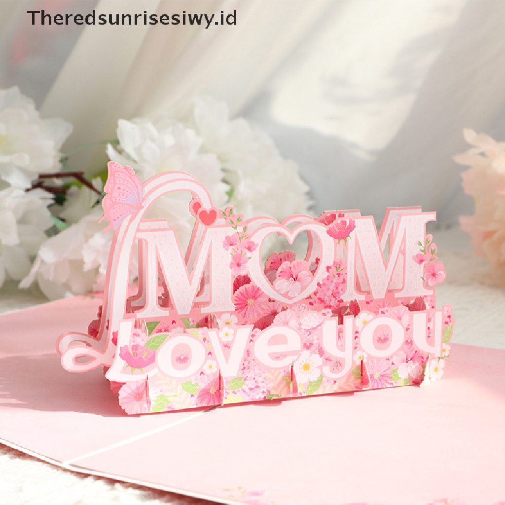 # Kado Mom &amp; PAPA DIY # 3d Up Mother's Day Card Greeg Flowers Bouquet Hadiah Ulang Tahun Ibu Istri~