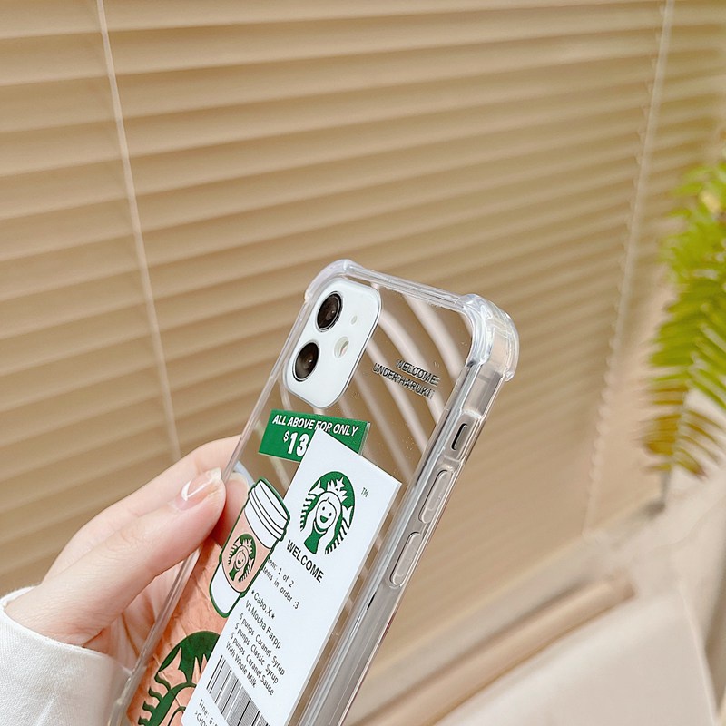 【Shock Proof Mirror】Silicone Soft Case Iphone 6S 7 8 Plus X XR XS Max IPhone 11 12 13 14 Pro Max 14 Plus 7+ 8+ 12 13 mini Starbucks