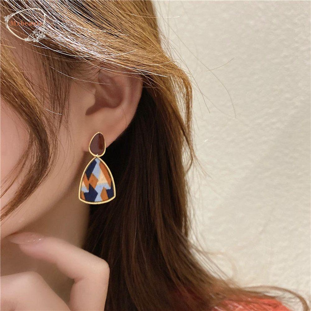 Mxbeauty Anting Tetesan Air Tidak Teratur Geometris Wanita Enamel Fashion Anting Warna Kontras Perempuan Ear Studs