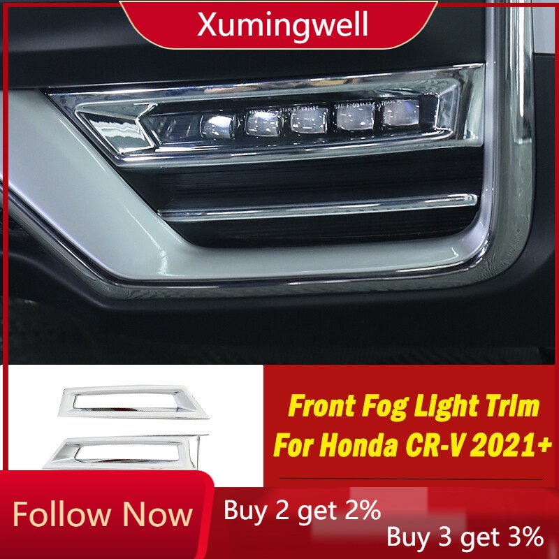 Xuming 4Pcs Frame Cover Lampu Kabut Depan Mobil Honda CRV CR-V 2020 Bahan ABS Chrome / Carbon Fiber 2021