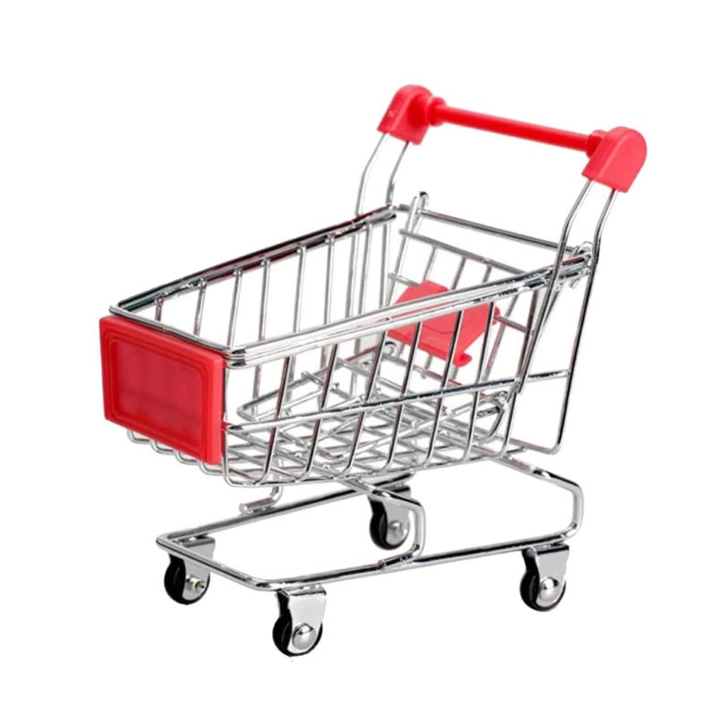 Supermarket Hand Trolley Keranjang Belanja Mini Dekorasi Desktop Storage Mainan