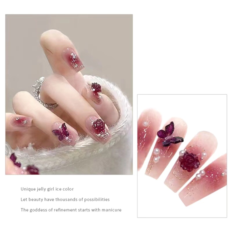 Siy 3D Color Nail Charms Auroras Camellia Nail Art Perhiasan Elegan Manicure Resin Desain Bunga DIY Kuku Pernikahan Kuku Ch