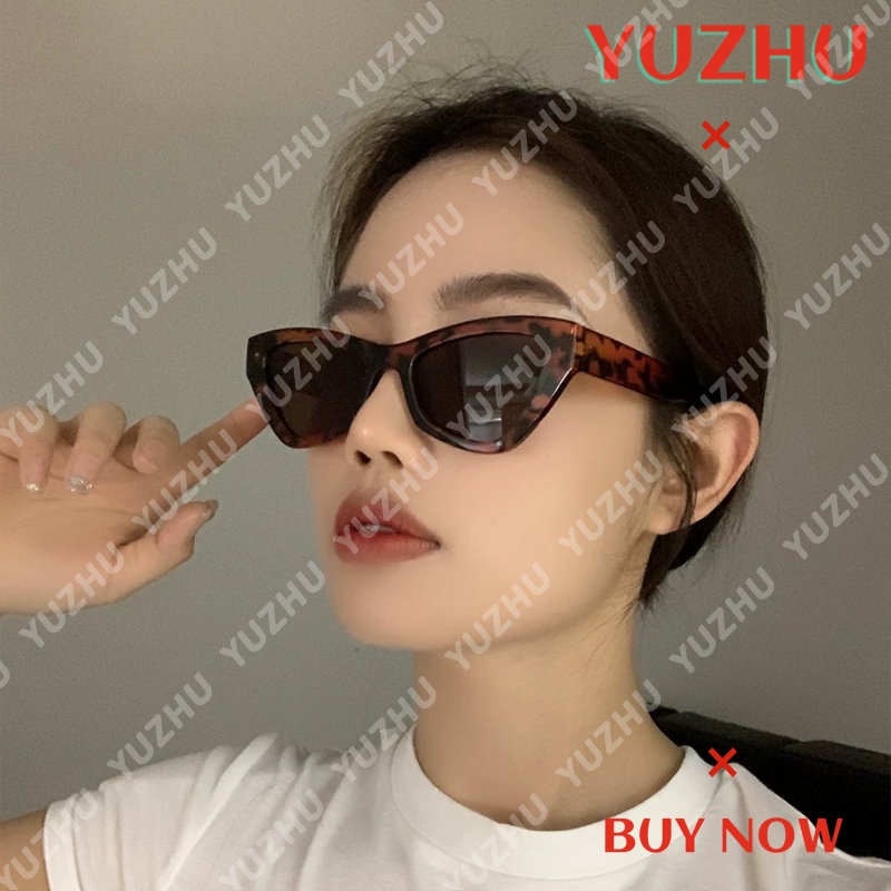 (YUZHU) Western Retro Fashion Cat Eye Metal Hinges Sunglasses INS Style Kacamata Anti Radiasi Untuk Wanita