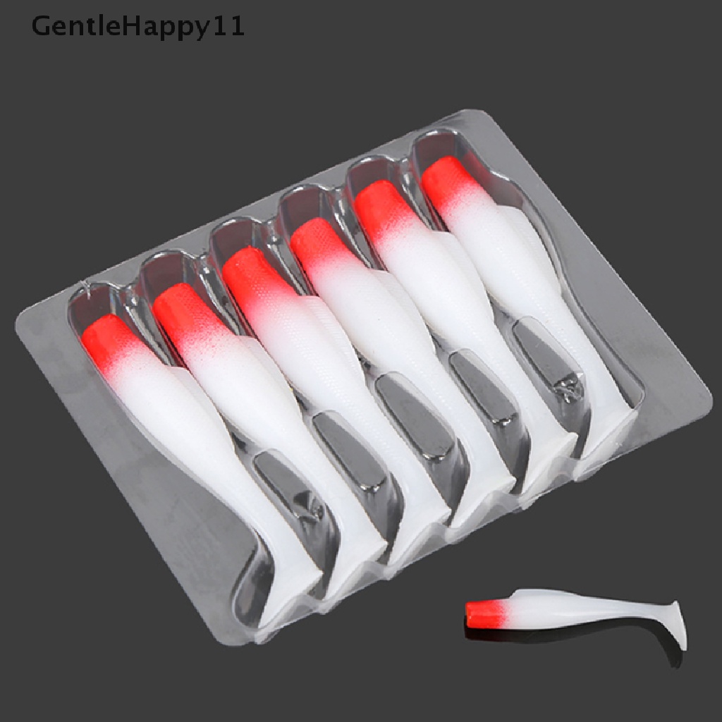 Gentlehappy 6pcs TPR Soft Lure 8cm Karet Pemikat Pancing Shad Swim s Silikon Umpan New id