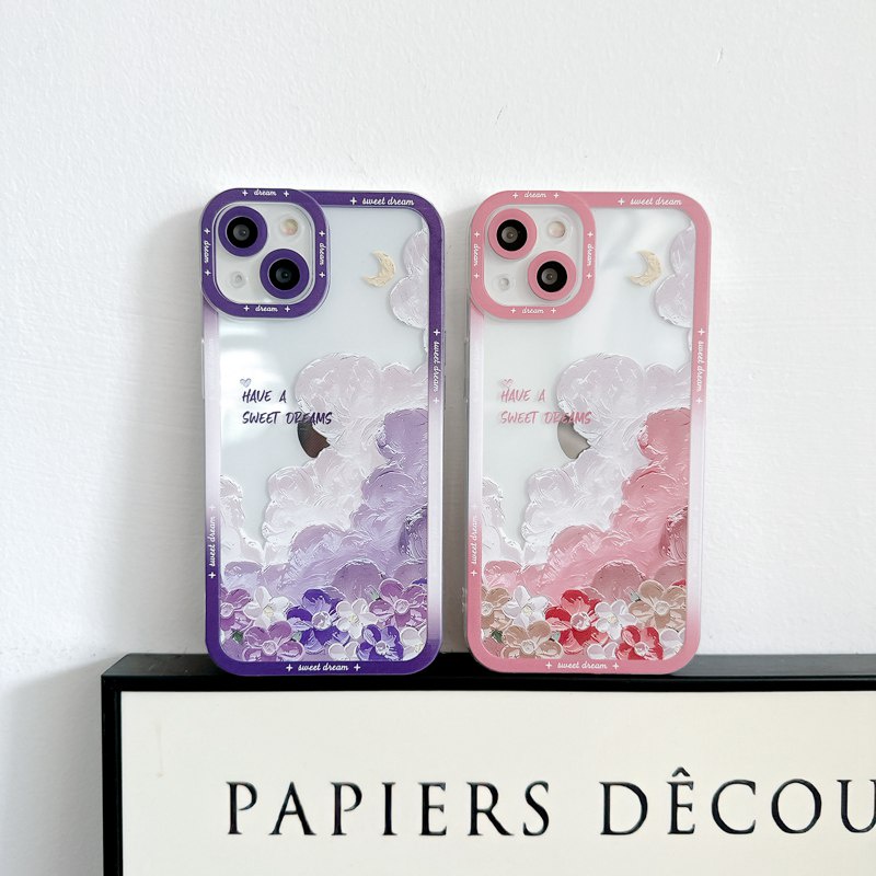 【 Angel Eye】Nice Pink Purple Sakura Soft TPU Case HP iP iPhone 7 8 14 + Plus SE 2020 X XS XR Max 11 12 13 Pro Max FTD Girl Woman Casing Apple