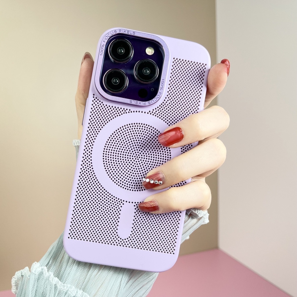 IPHONE Casing Ponsel Desain Grid Pendingin Burik Bahan Baja Kompatibel Dengan Iphone12 13 14 11 Pro Max Ggrfd