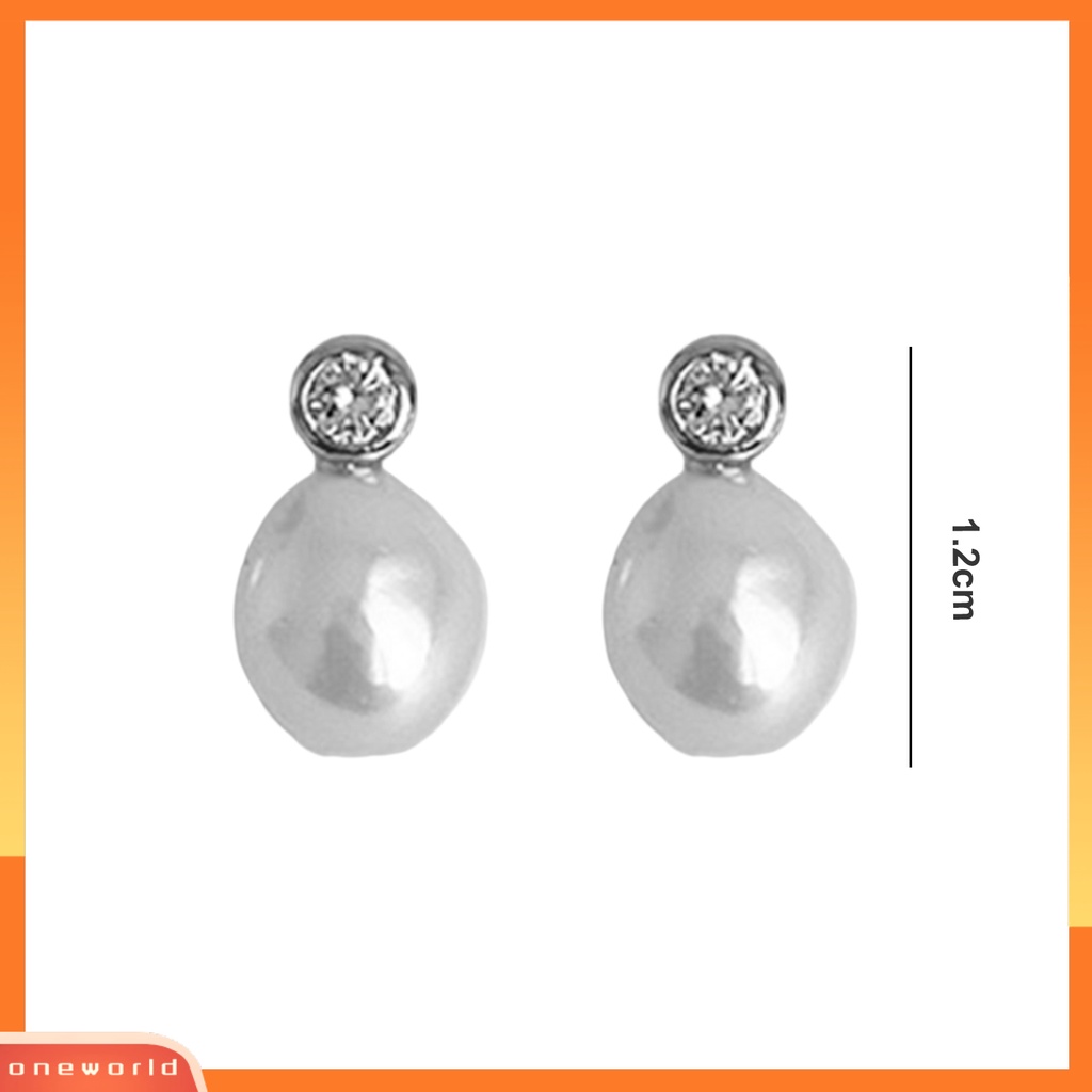 [EONE] 1pasang Drop Earrings Dipoles Elektroplating Geometris Gloss Tinggi Tidak Luntur Hias Mewah Simulasi-Mutiara Faux Kristal Stud Earrings Pakaian Sehari-Hari