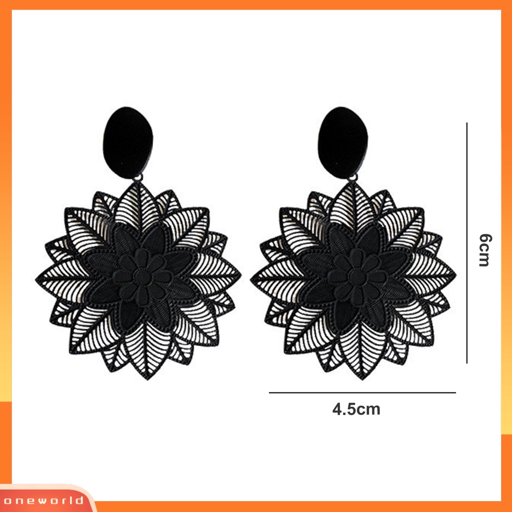 [EONE] 1pasang Anting Pejantan Berlebihan Temperamen Ramping Gothic Dainty Nonallergic Retro Berongga Bunga Drop Earrings Perhiasan Fashion