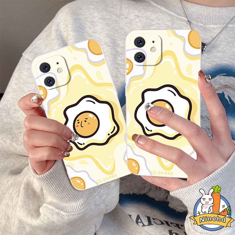 IPHONE Casing Kompatibel Untuk Iphone14 13 12 11 Pro Max X Xr Xs Max8 7 6 6s Plus SE 2020 Pola Telur Goreng Kreatif Pelindung Lensa Canggih Shockproof Glossy TPU Full Protect Phone Case